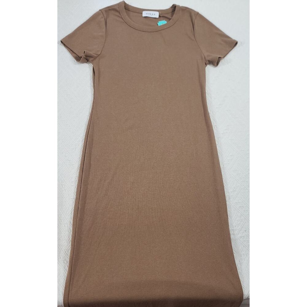 Gilli Isobel short sleeve ribbed fitted maxi brown short sleeve Size Medium fall - Picture 5 of 11